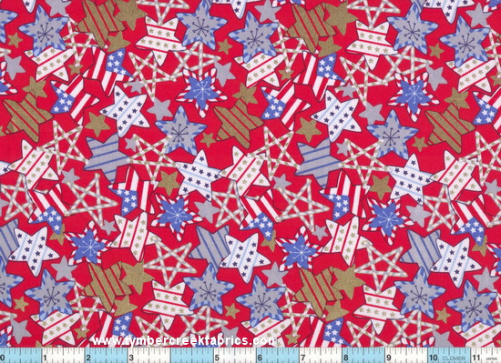 Candy Cane Stars Gold Red